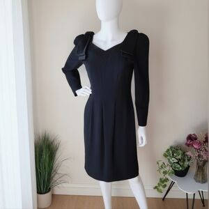 Liz Claiborne Black Structured Shoulder Dress – Size 6, Like New